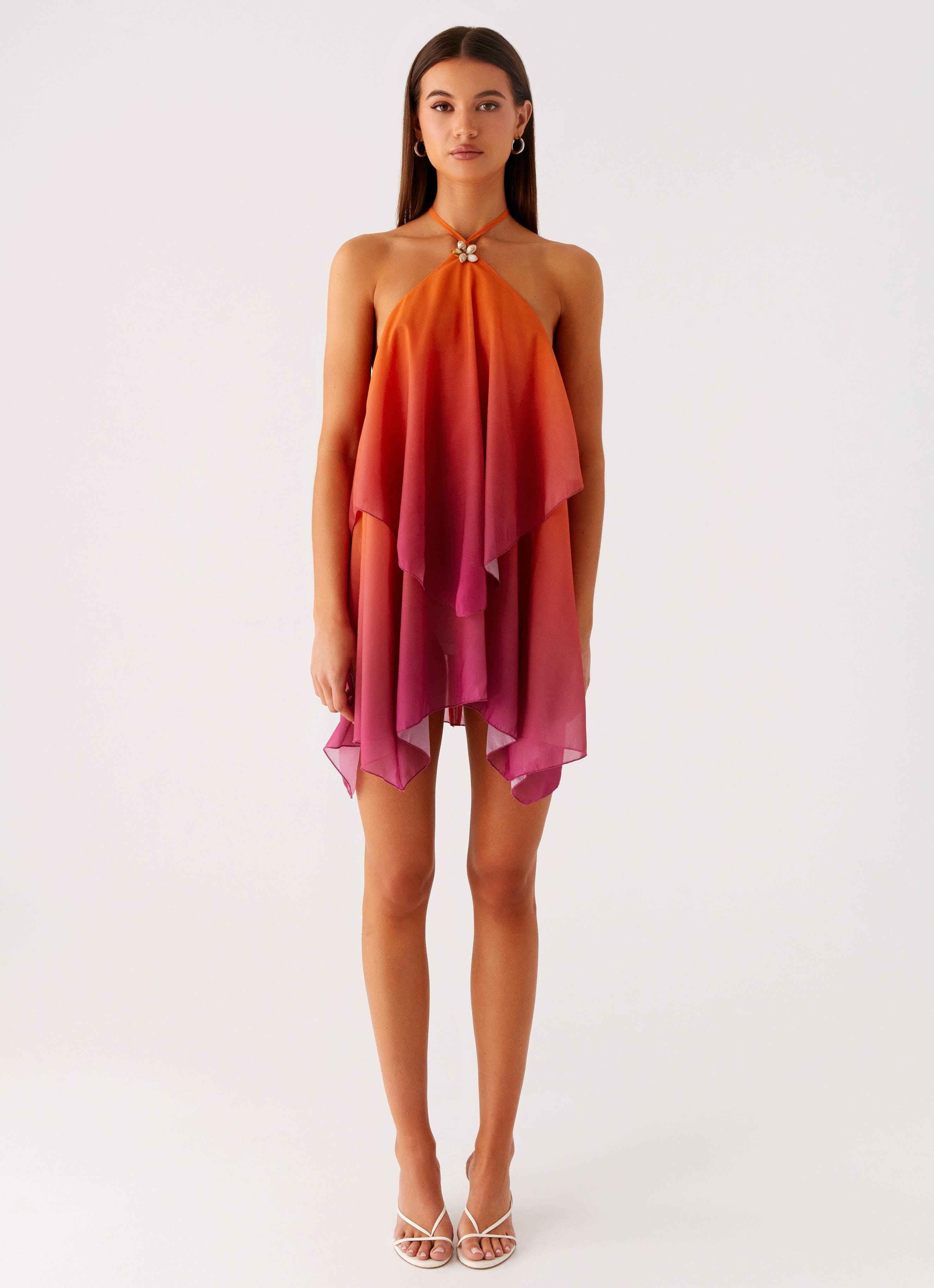 Twin Flame Mini Dress - Orange Gradient Open Back