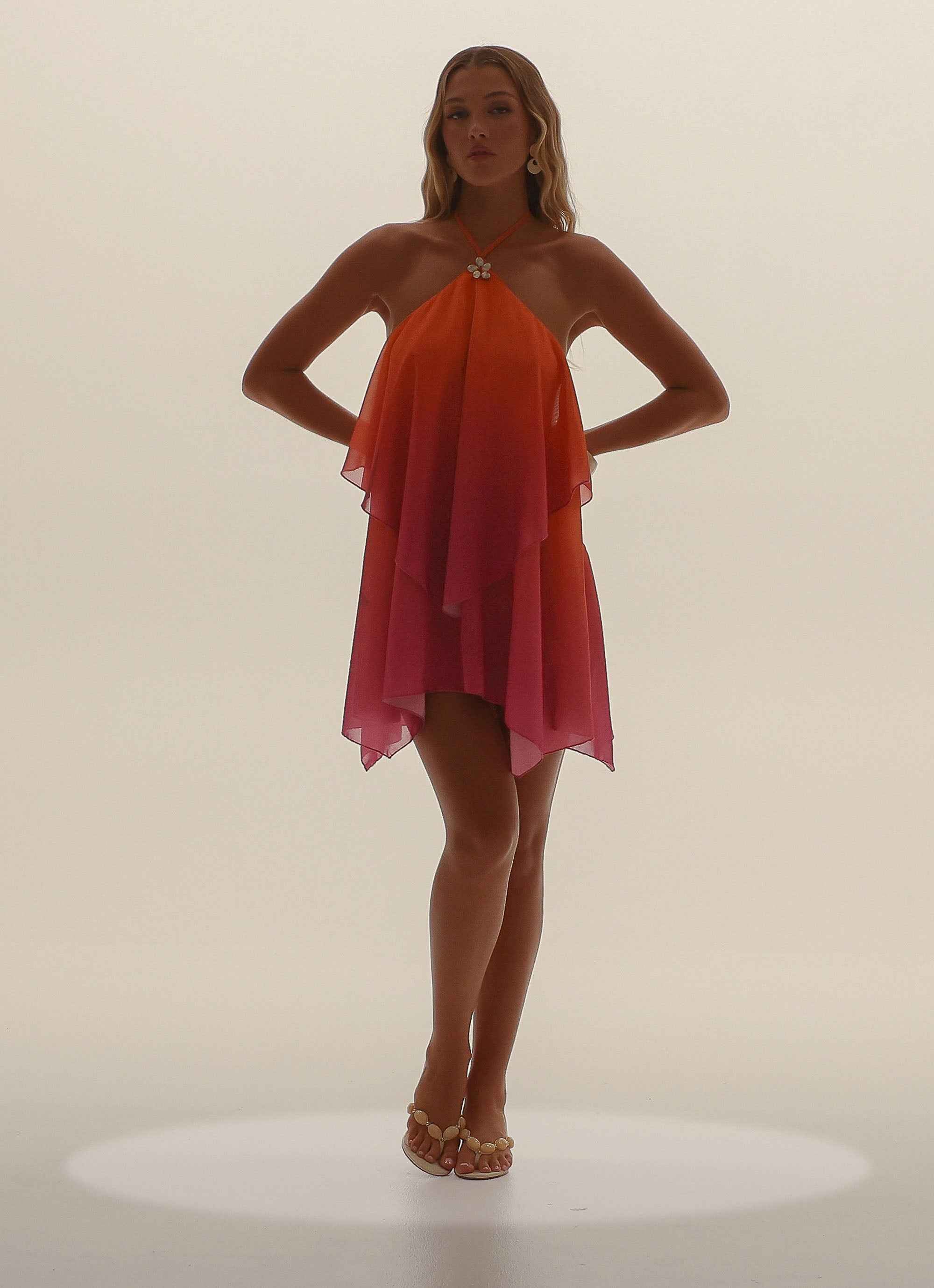Twin Flame Mini Dress - Orange Gradient Open Back