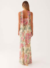 Pagoda Maxi Dress - Orange Floral Strapless