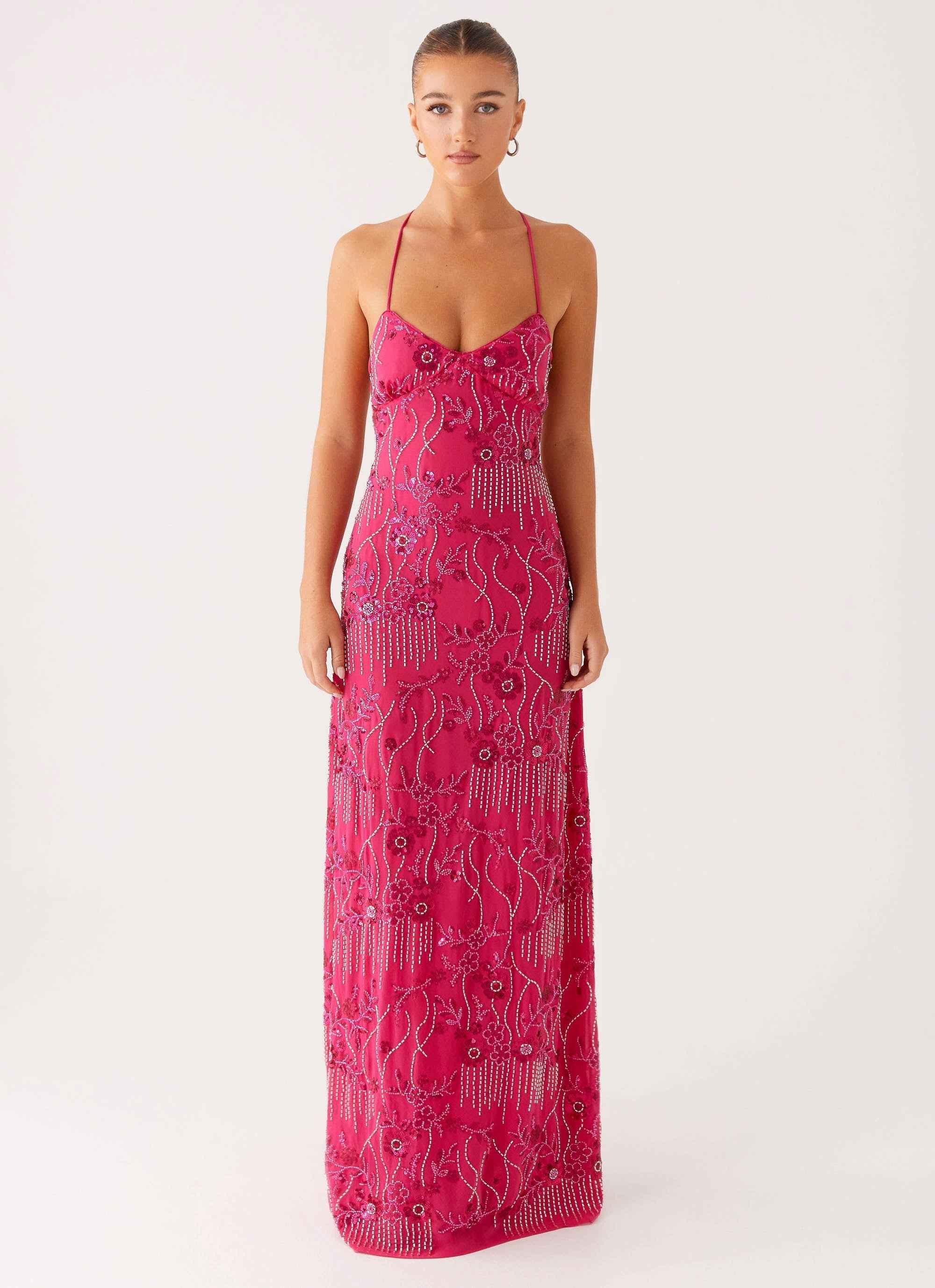 Vietta Maxi Dress - Fuchsia Sequin