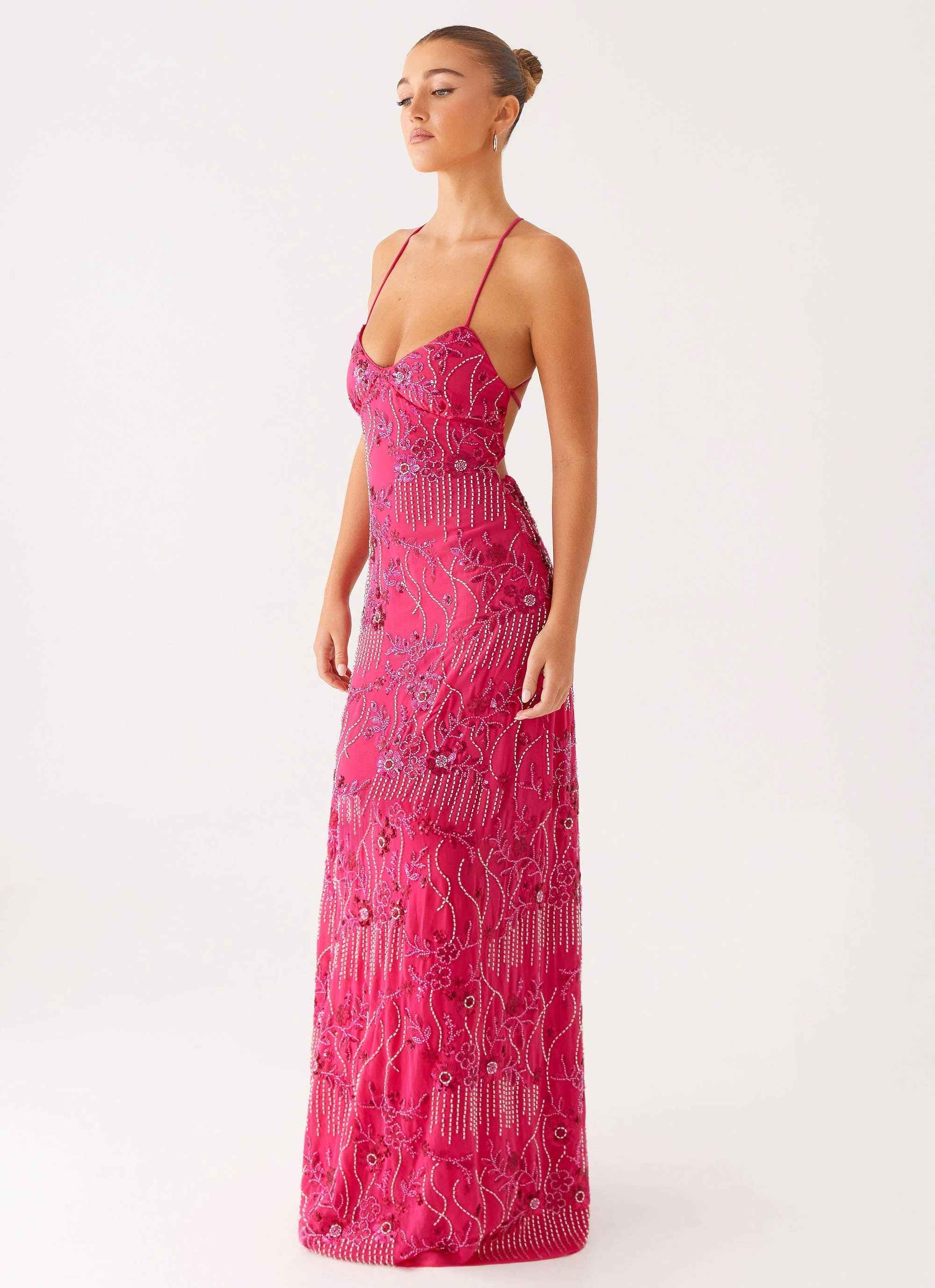 Vietta Maxi Dress - Fuchsia Sequin