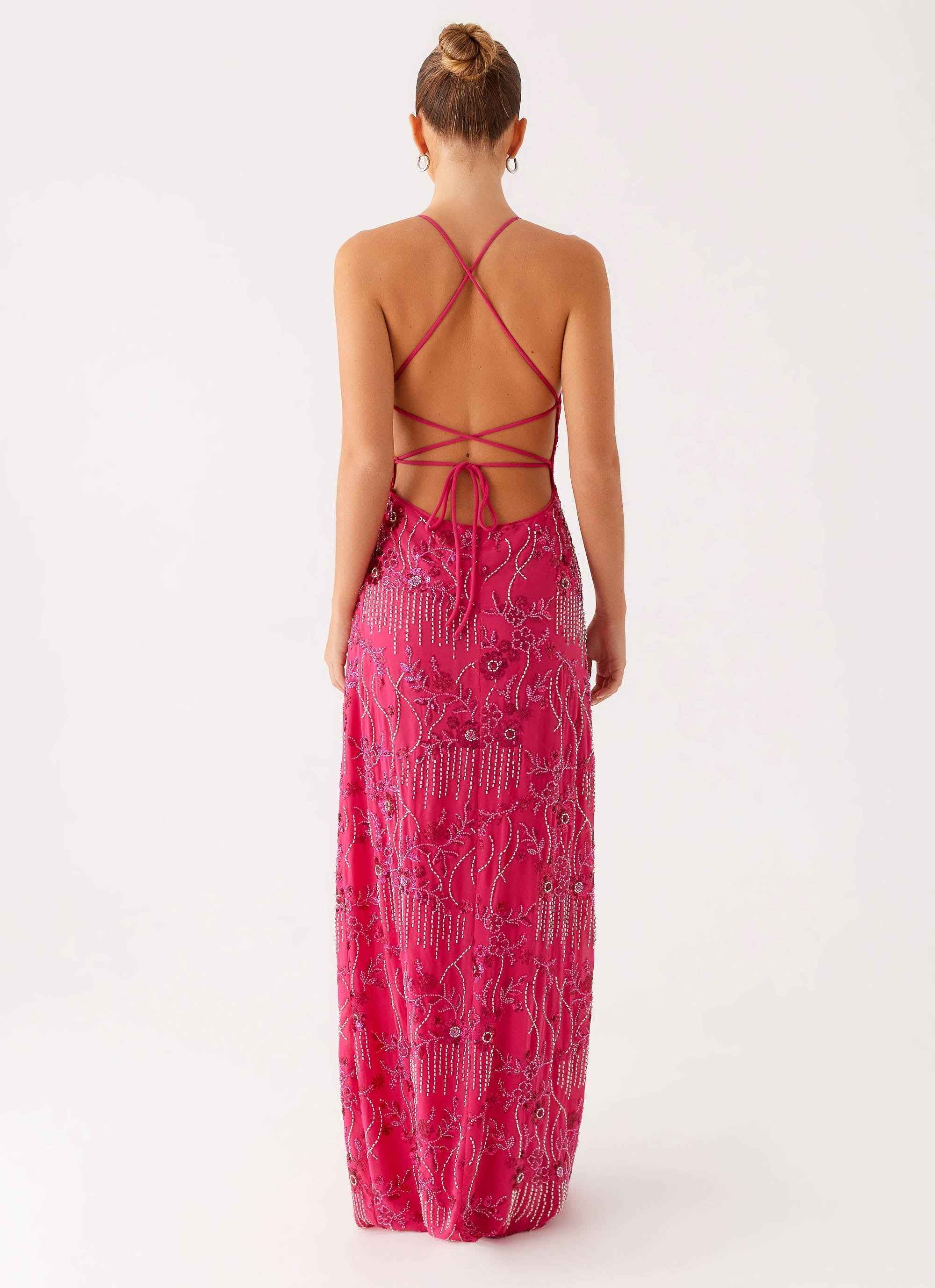Vietta Maxi Dress - Fuchsia Sequin