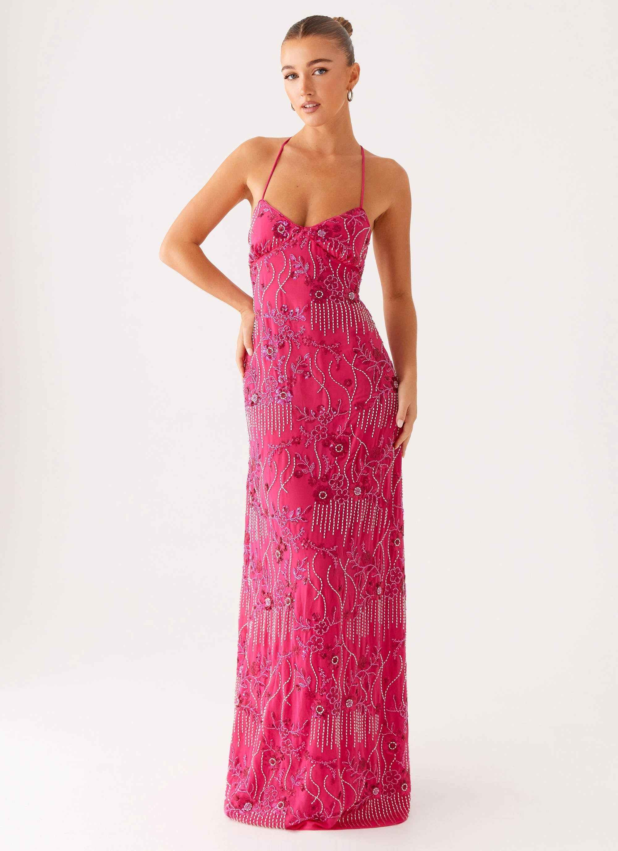 Vietta Maxi Dress - Fuchsia Sequin