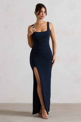 Kate Maxi Dress - Navy Square Neck Plunge Back