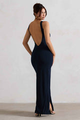 Kate Maxi Dress - Navy Square Neck Plunge Back