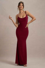 Francoise Maxi Dress - Berry Lace Backless
