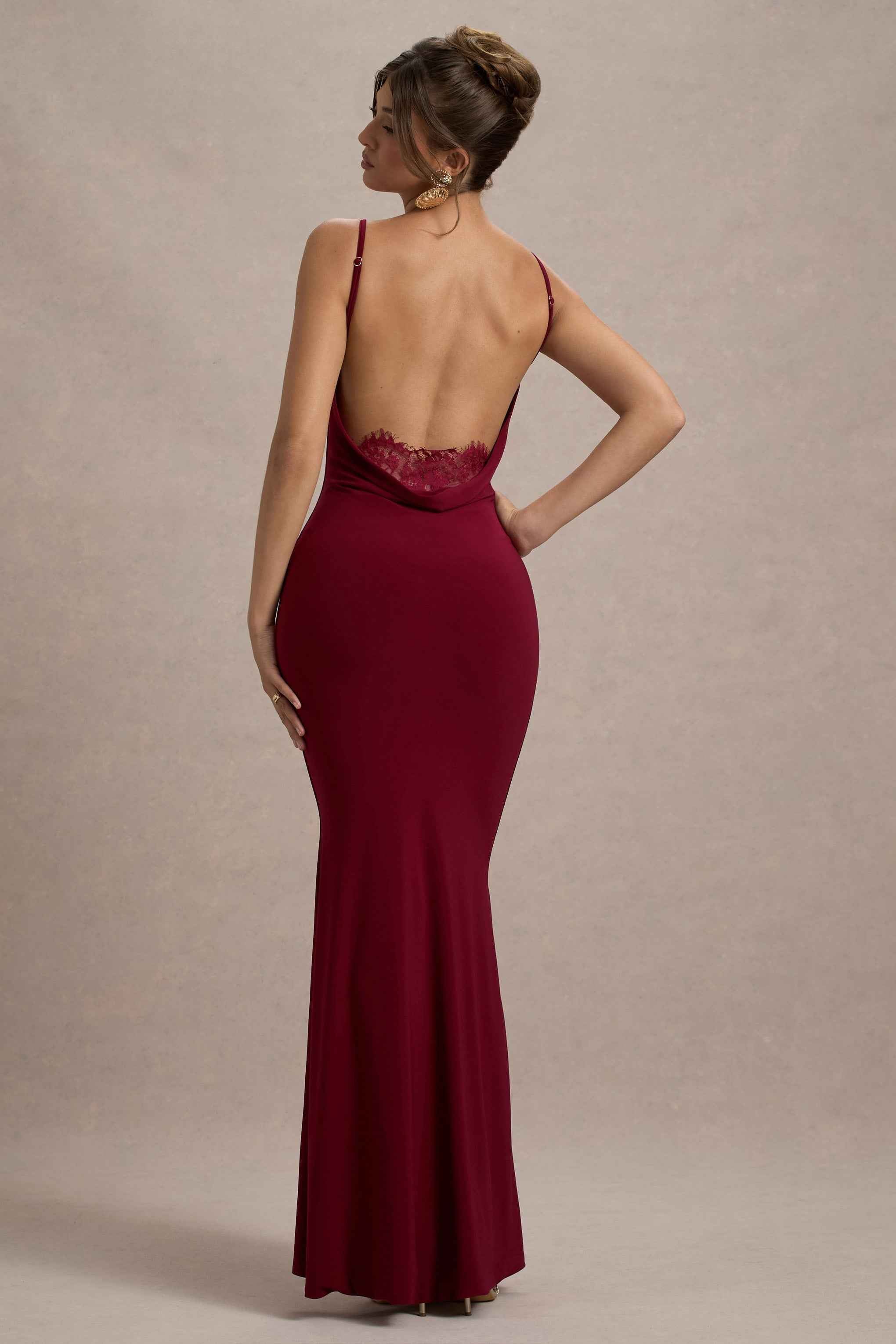 Francoise Maxi Dress - Berry Lace Backless
