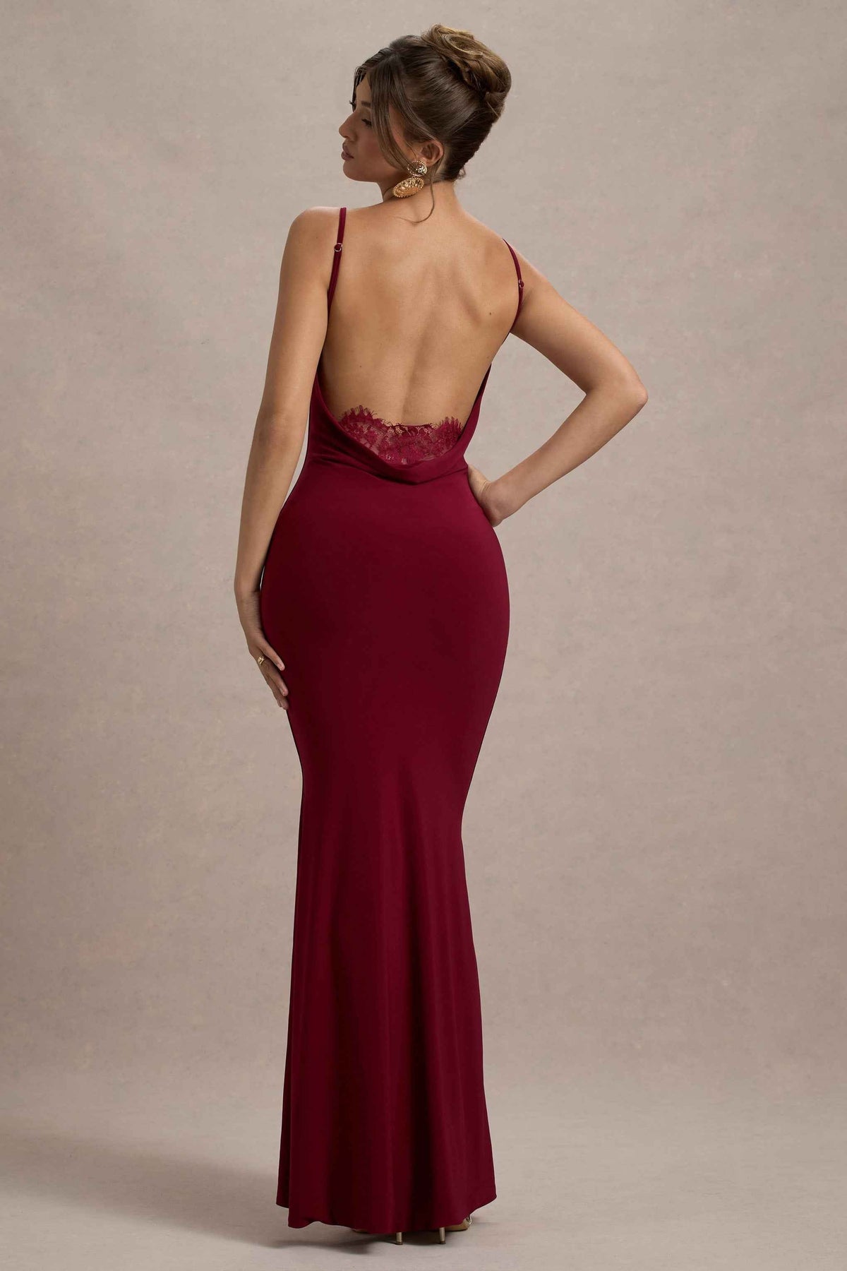 Francoise Maxi Dress - Berry Lace Backless