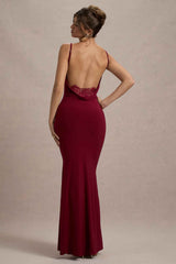Francoise Maxi Dress - Berry Lace Backless