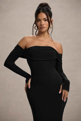 Amaia Maxi Dress - Black Bardot Cowl
