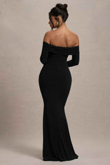 Amaia Maxi Dress - Black Bardot Cowl