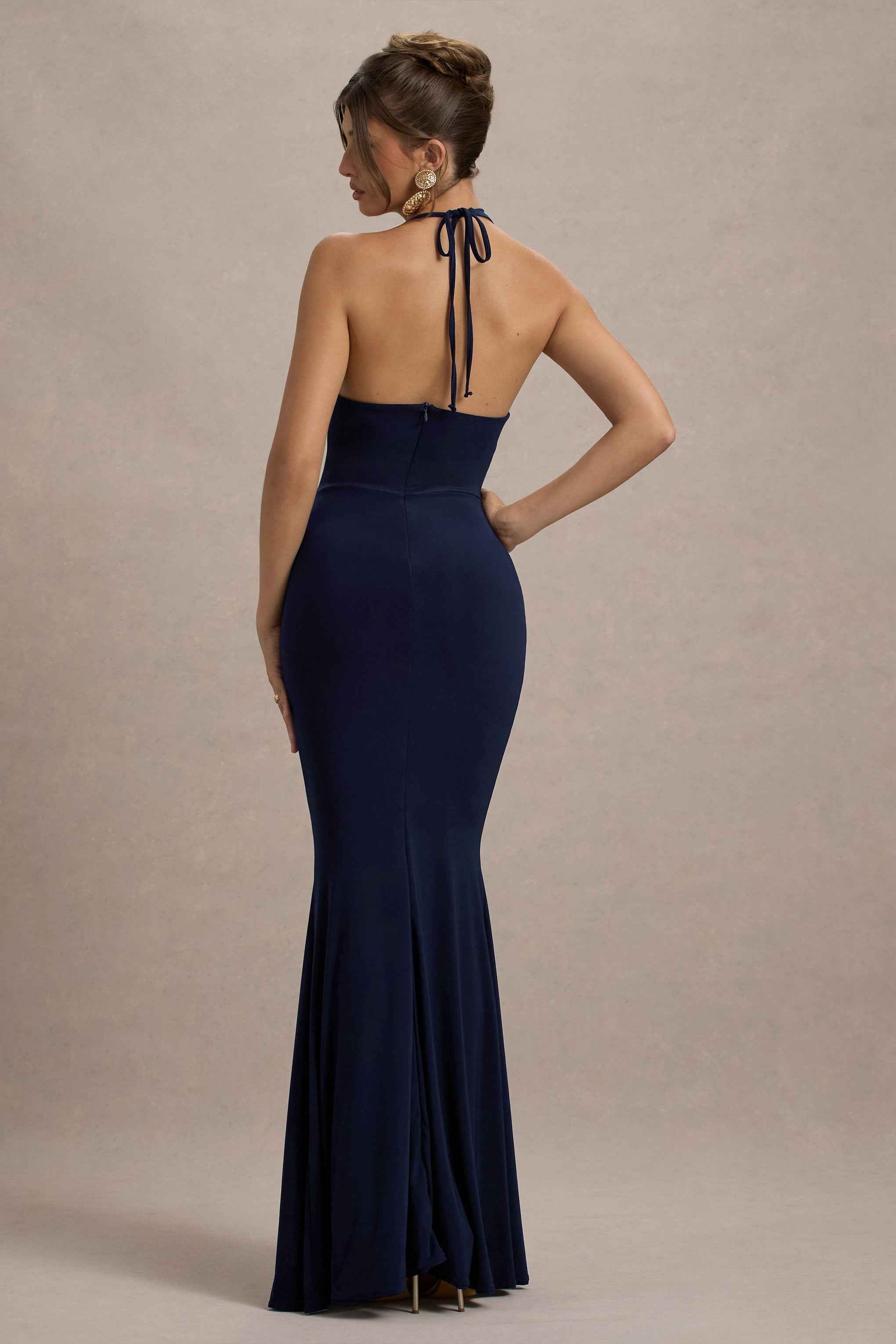 Lucena Maxi Dress - Navy Floral Cowl-Neck