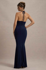 Lucena Maxi Dress - Navy Floral Cowl-Neck