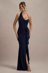 Lucena Maxi Dress - Navy Floral Cowl-Neck