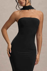 Nobu Maxi Dress - Black Halter Collar