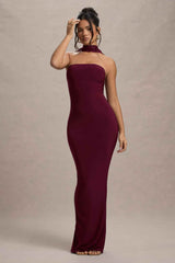 Nobu Maxi Dress - Burgundy Halter Collar