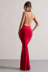 Milani Maxi Dress - Red Cowl Neck Fishtail