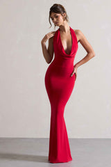 Milani Maxi Dress - Red Cowl Neck Fishtail