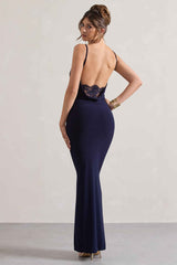 Francoise Maxi Dress - Navy Lace Backless