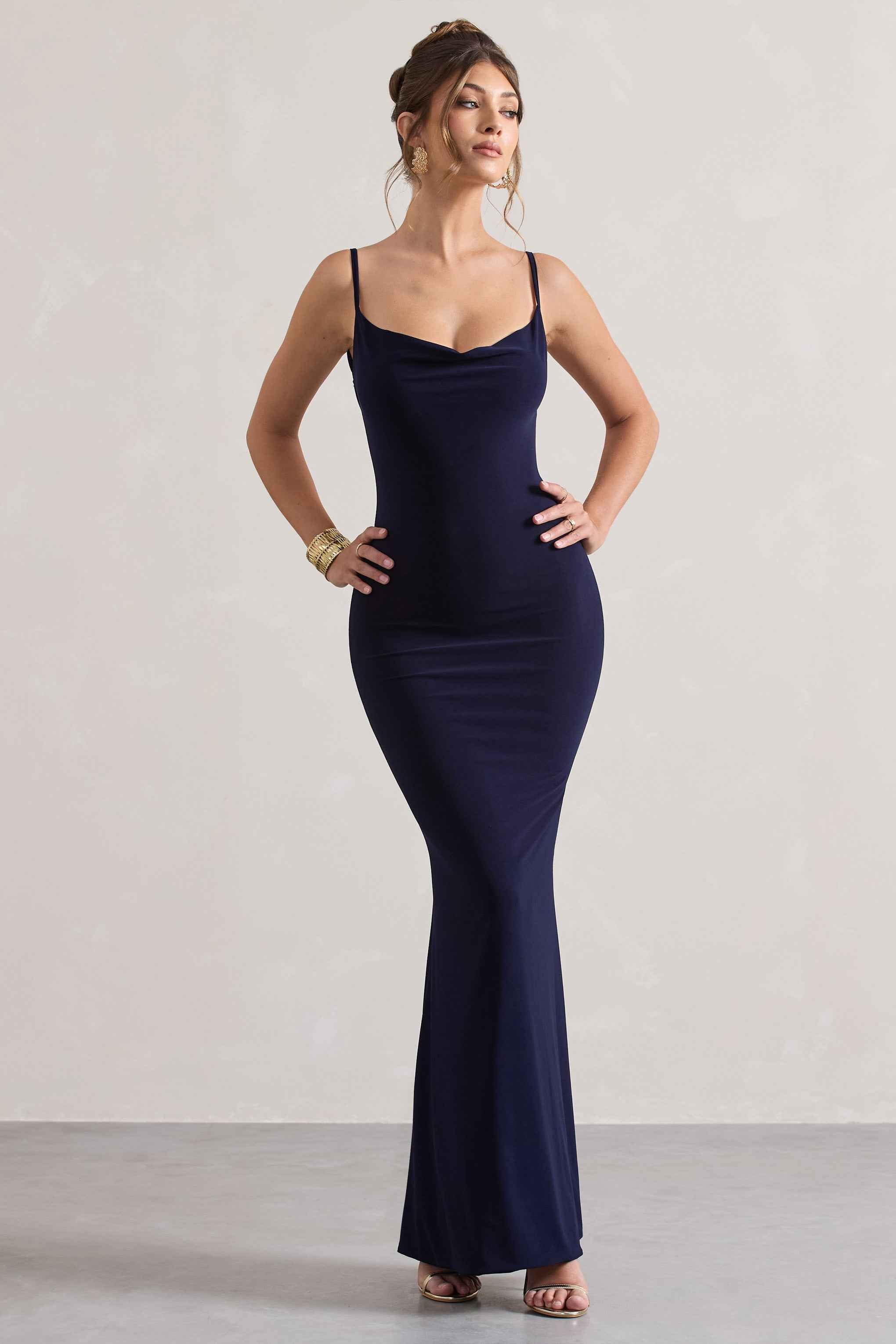 Francoise Maxi Dress - Navy Lace Backless