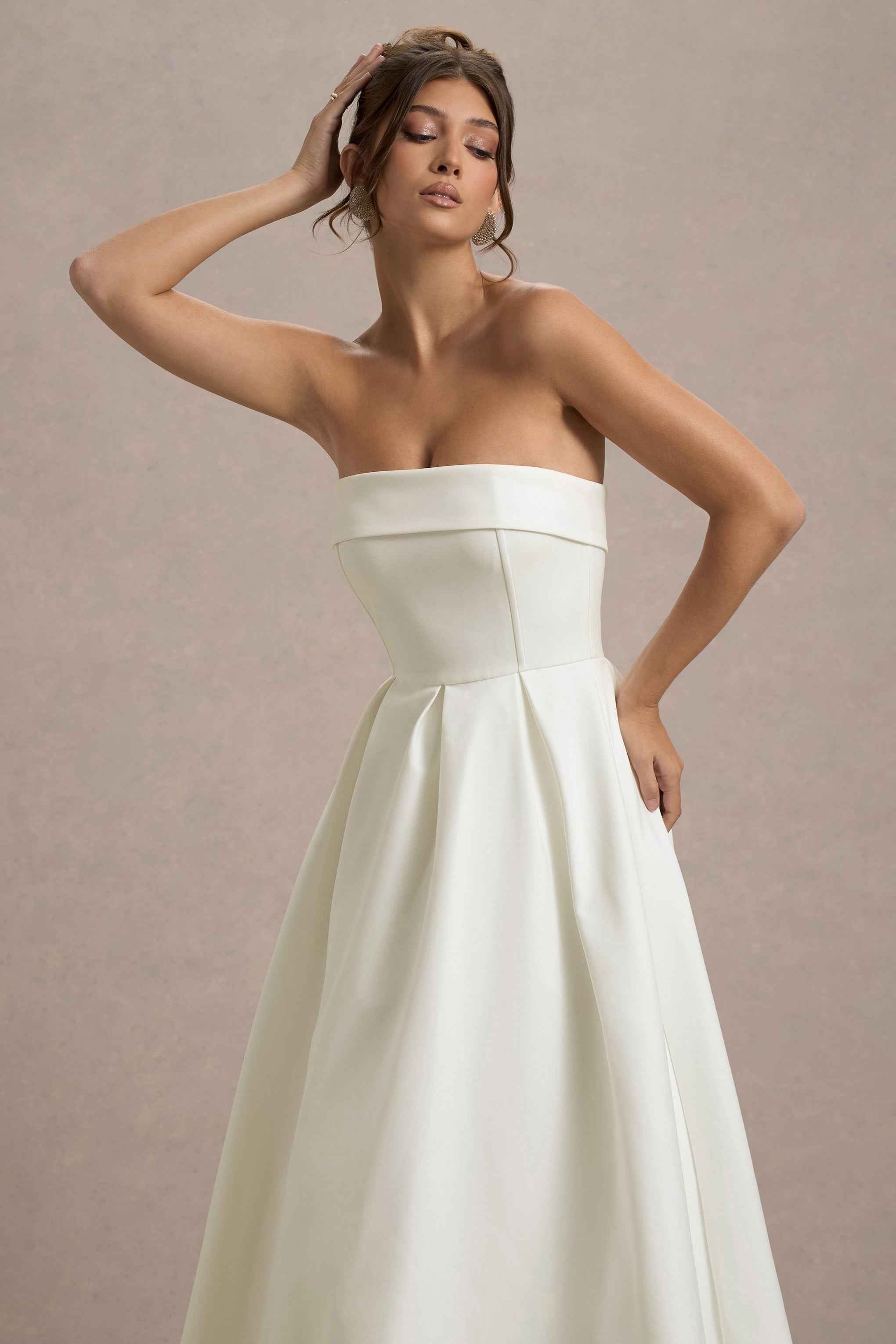 Annalise Midi Dress - Ecru Pleated Bandeau