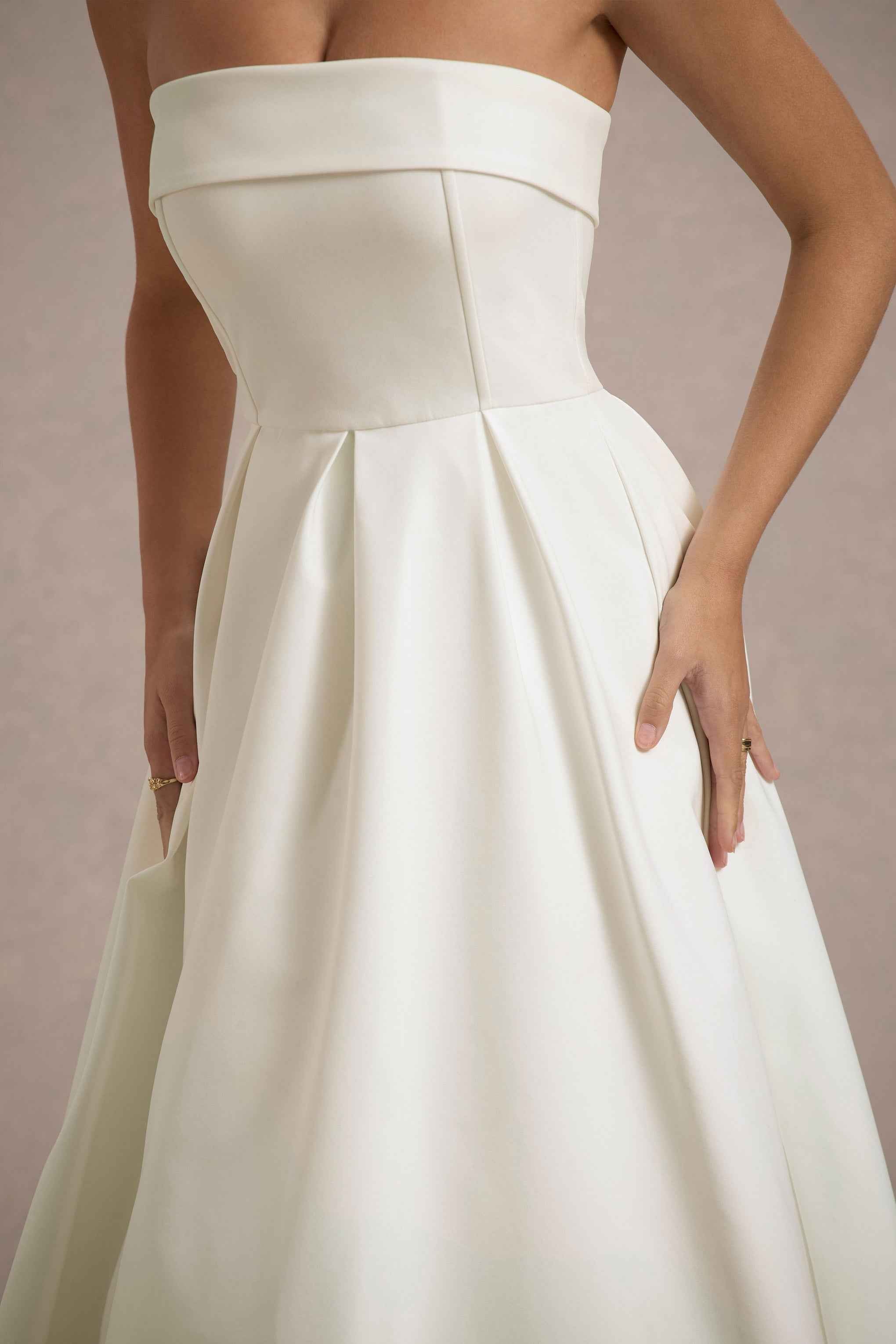Annalise Midi Dress - Ecru Pleated Bandeau