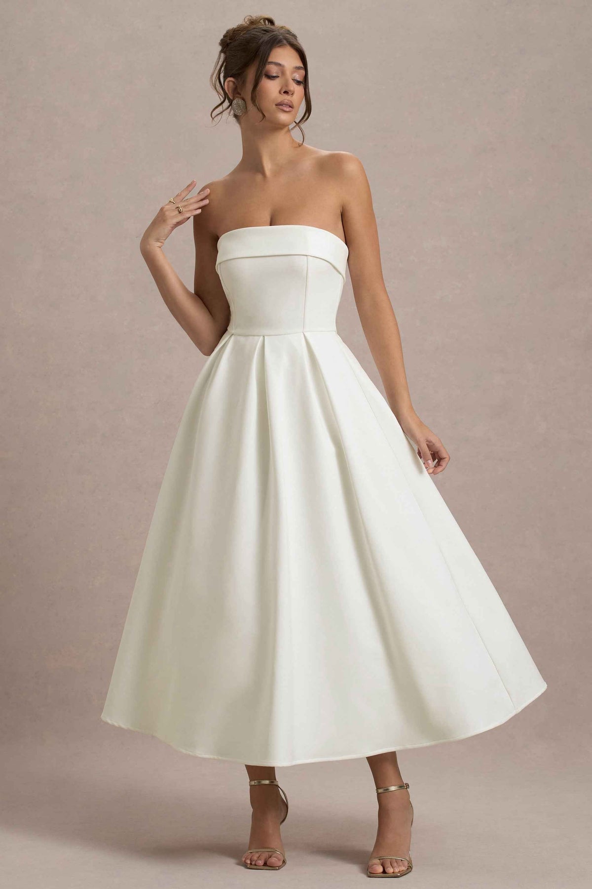 Annalise Midi Dress - Ecru Pleated Bandeau