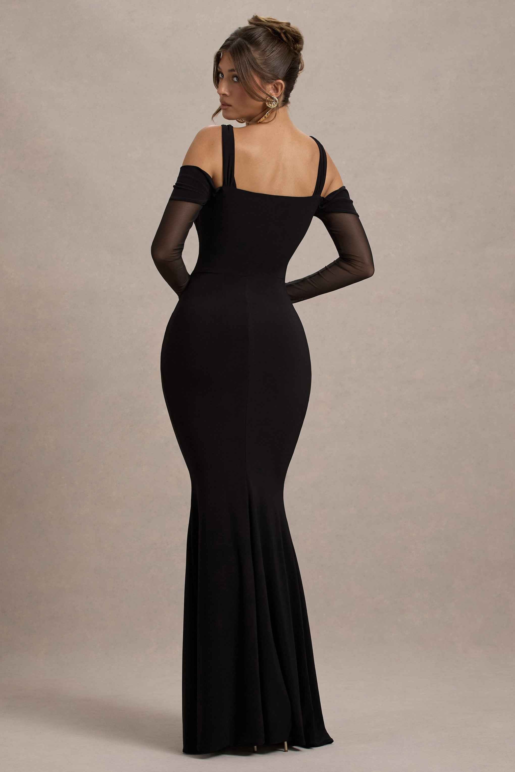 Milana Maxi Dress - Black Draped Wrap