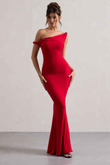 Lita Maxi Dress - Red Twisted Asymmetric