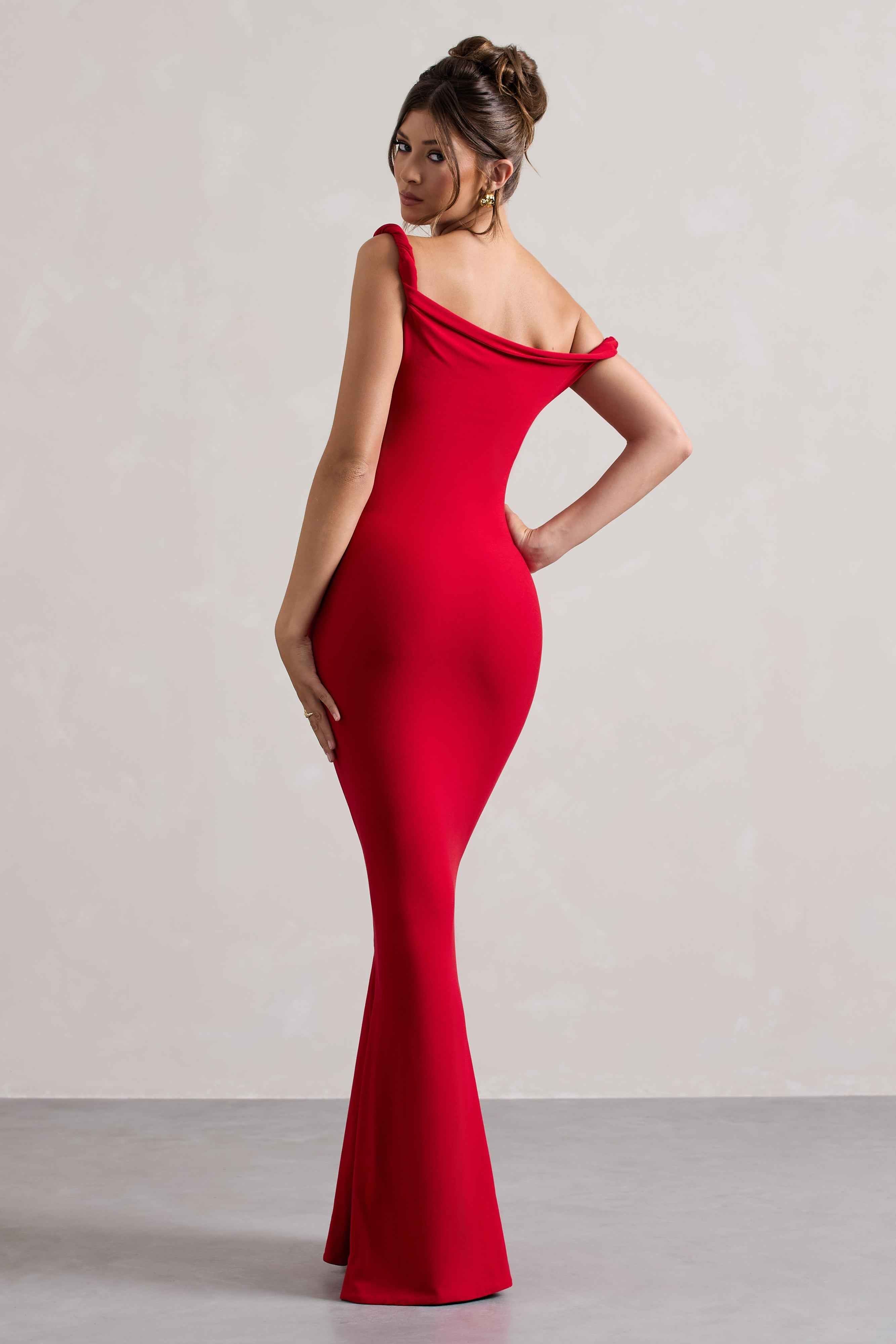 Lita Maxi Dress - Red Twisted Asymmetric