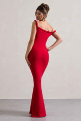 Lita Maxi Dress - Red Twisted Asymmetric