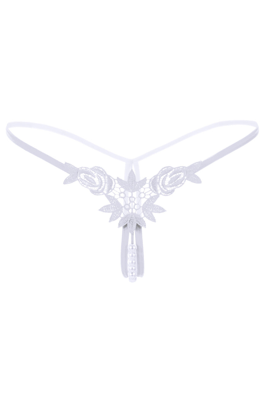 Embroidered Roses Pearl Thong