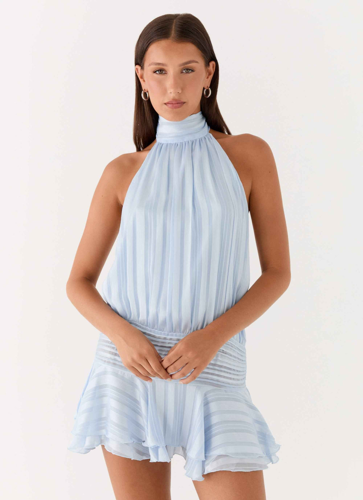 Willow Mini Dress - Blue Chiffon Halter