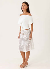 Yanna Midi Skirt - White Lace