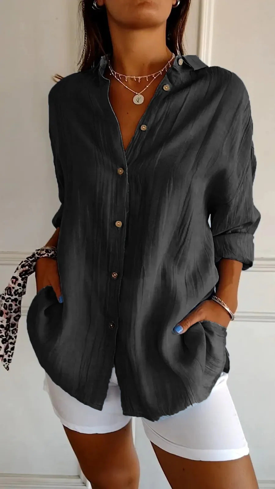 Pleated Elegant Midi Casual Shirt Dress
