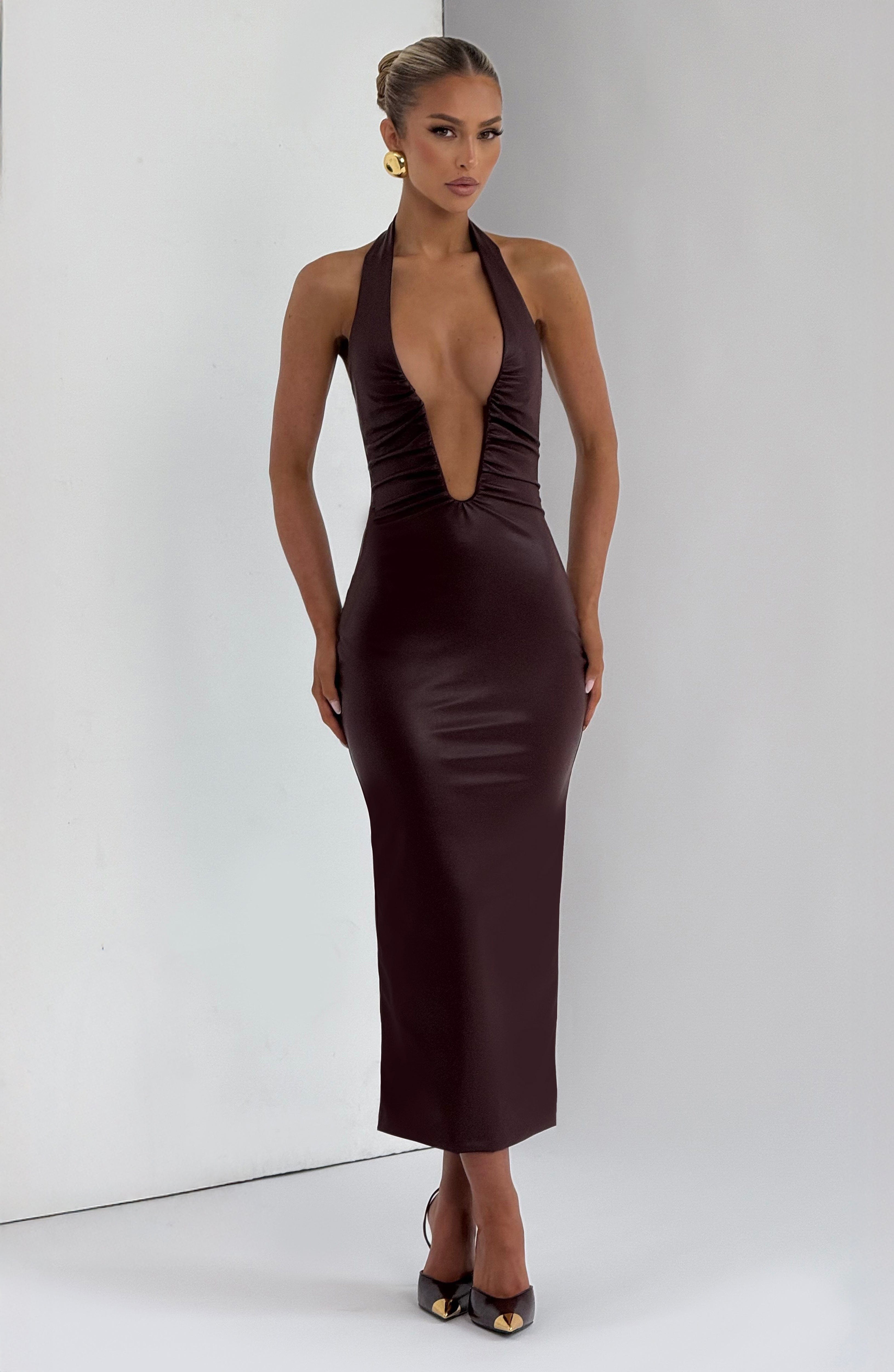 Burgundy Ainsley Midi Dress