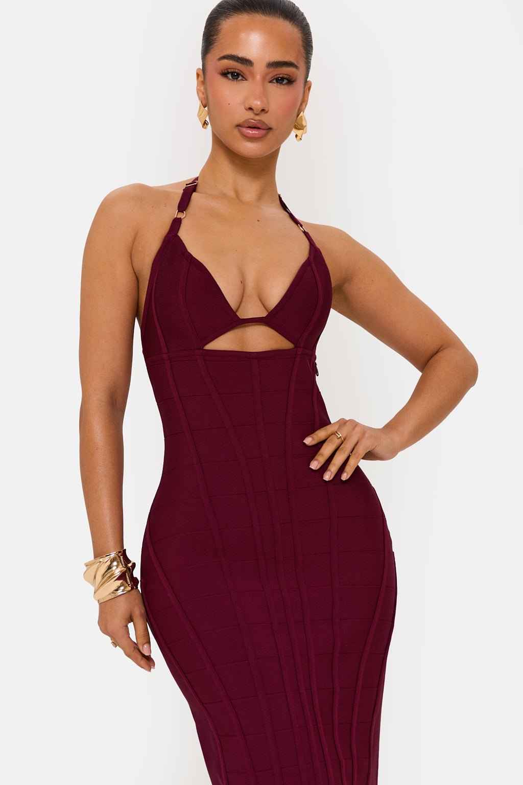 ARABELLA HALTERNECK BANDAGE MIDAXI DRESS