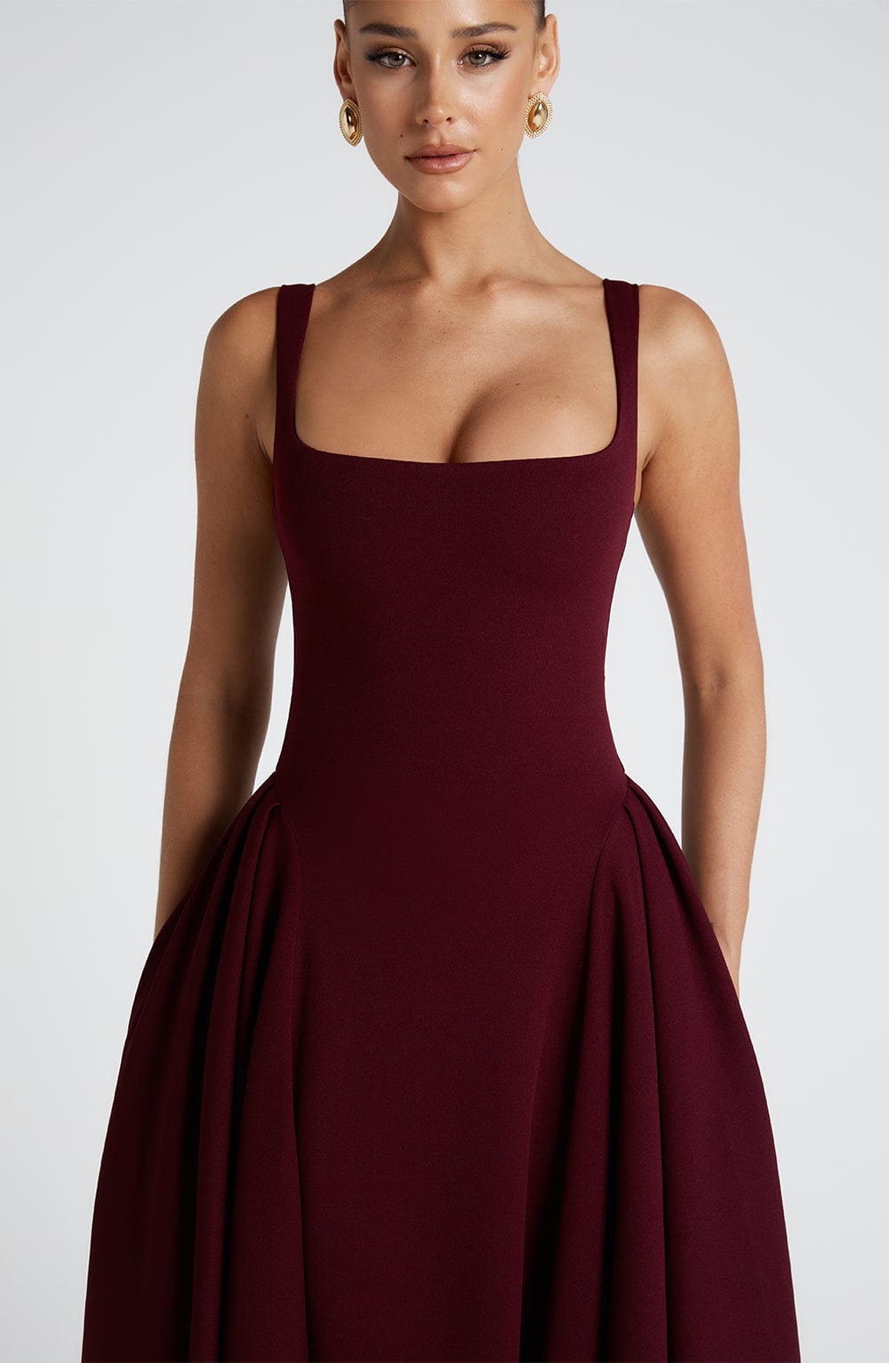 Betty Cherry Lacquer Midi Dress