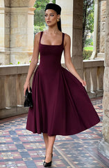 Betty Cherry Lacquer Midi Dress