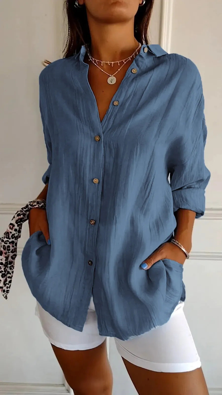Pleated Elegant Midi Casual Shirt Dress