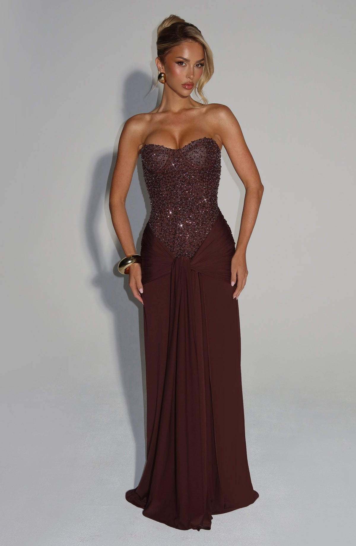 Plum Brown Carina Maxi Dress