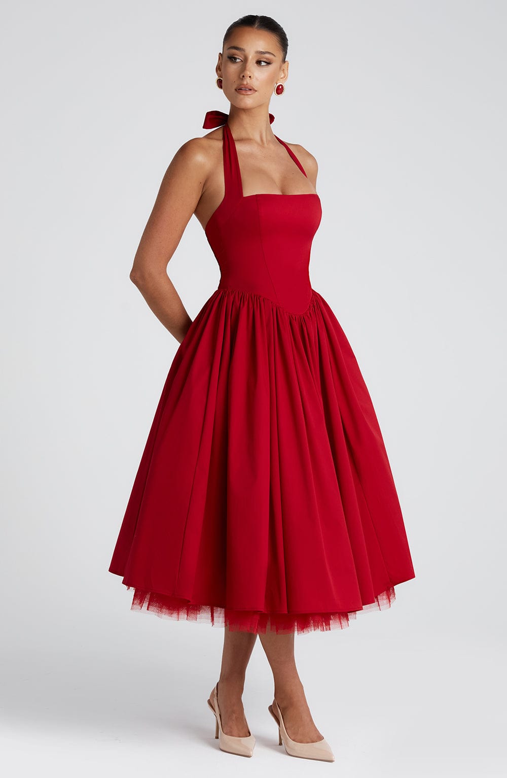 Cressida Red Midi Dress