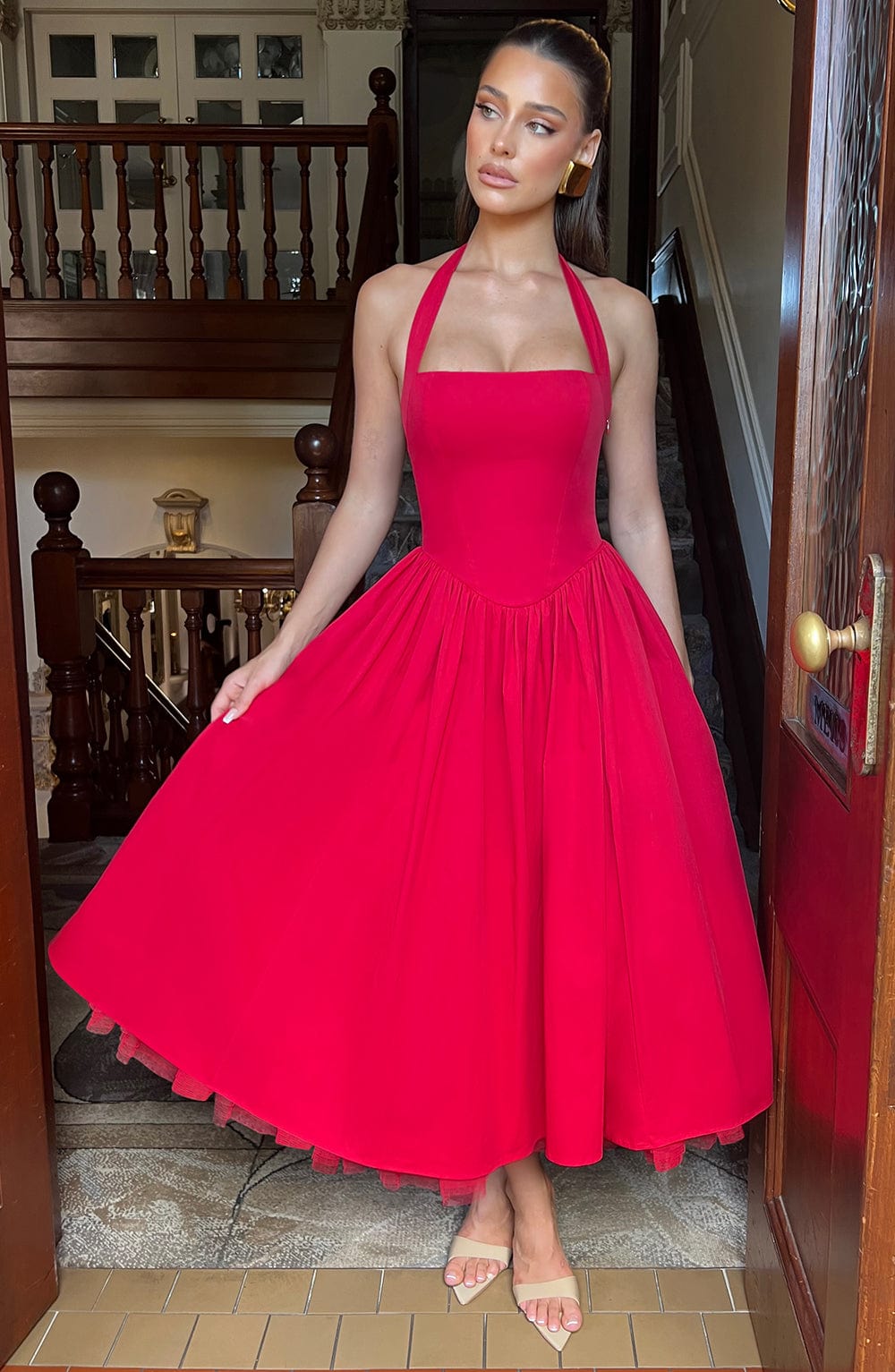 Cressida Red Midi Dress