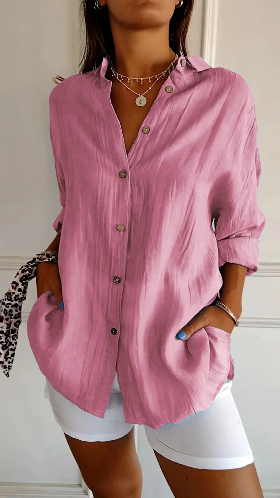 Pleated Elegant Midi Casual Shirt Dress