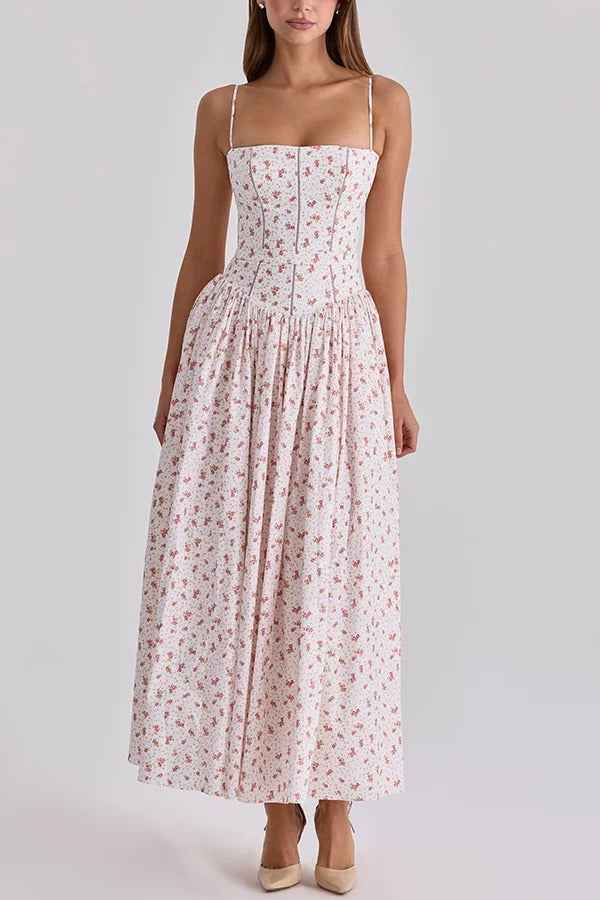 SLEEVELESS FLORAL MIDI VACATION DRESS