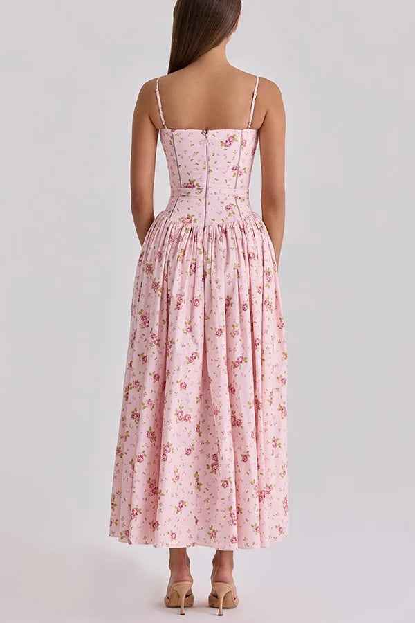 SLEEVELESS FLORAL MIDI VACATION DRESS
