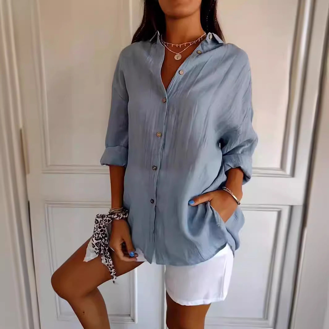 Pleated Elegant Midi Casual Shirt Dress