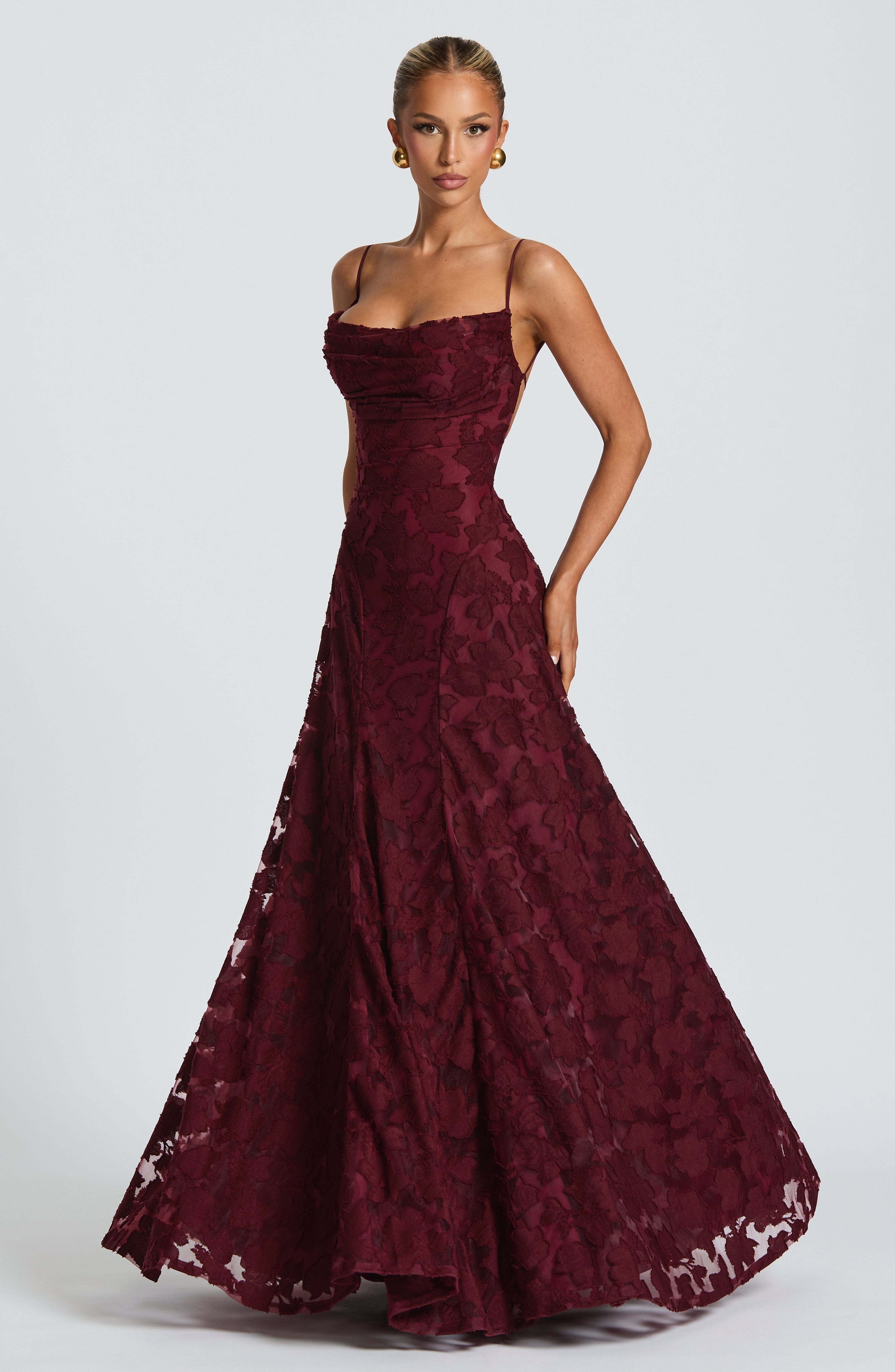 Francis Cherry Lacquer Maxi Dress