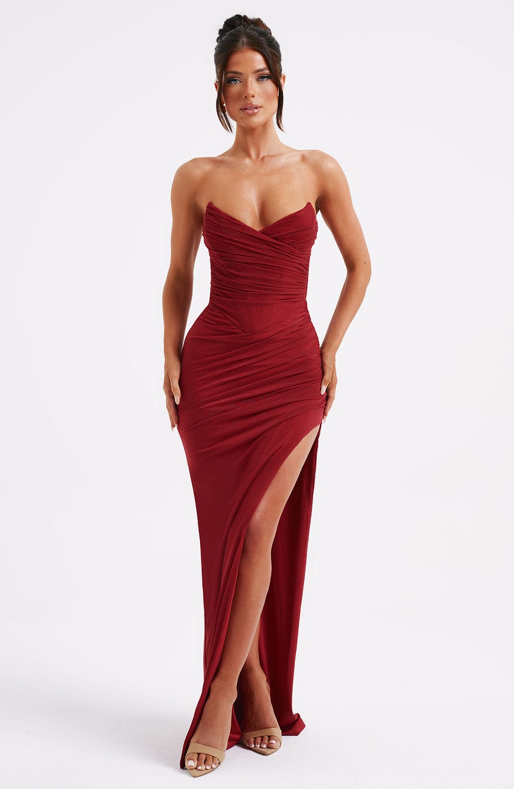 Giovanna Wine-Colored Maxi Dress