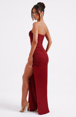 Giovanna Wine-Colored Maxi Dress
